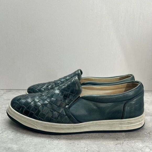 Saks Fifth Avenue Teal Woven Leather Slip-On Loafer Shoes Mens Size 9M main image 11